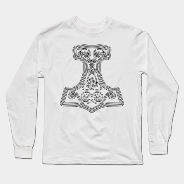 Thor hammer - Mjöllnir - black neon Long Sleeve T-Shirt by la chataigne qui vole ⭐⭐⭐⭐⭐